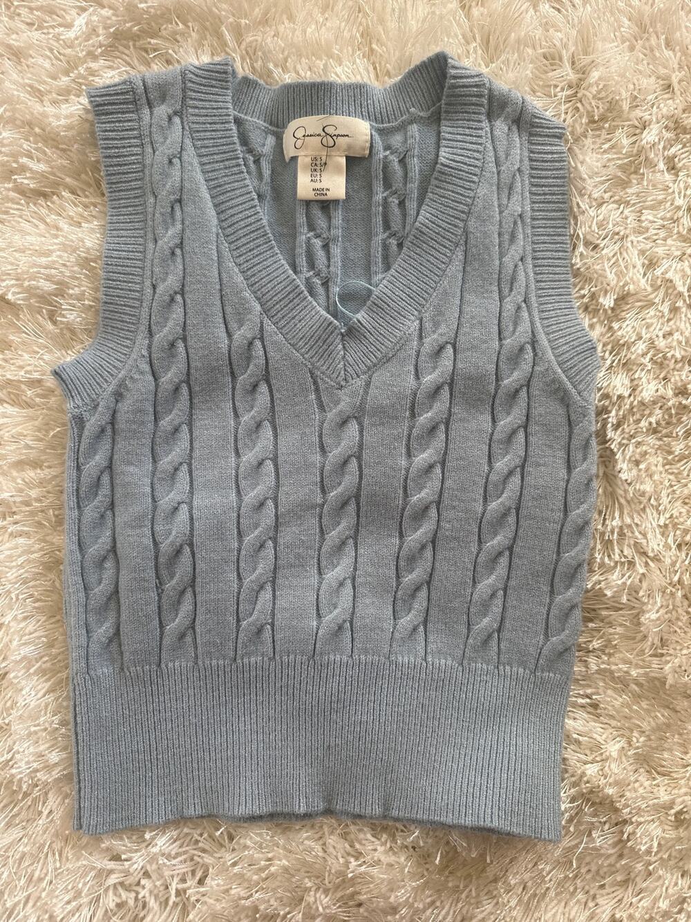 Jessica Simpson blue cable sweater vest